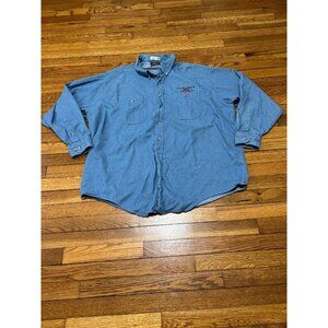 Vintage Vantage Custom Classics Denim Shirt Sz 2XL Blue Cotton Indian Jones Logo